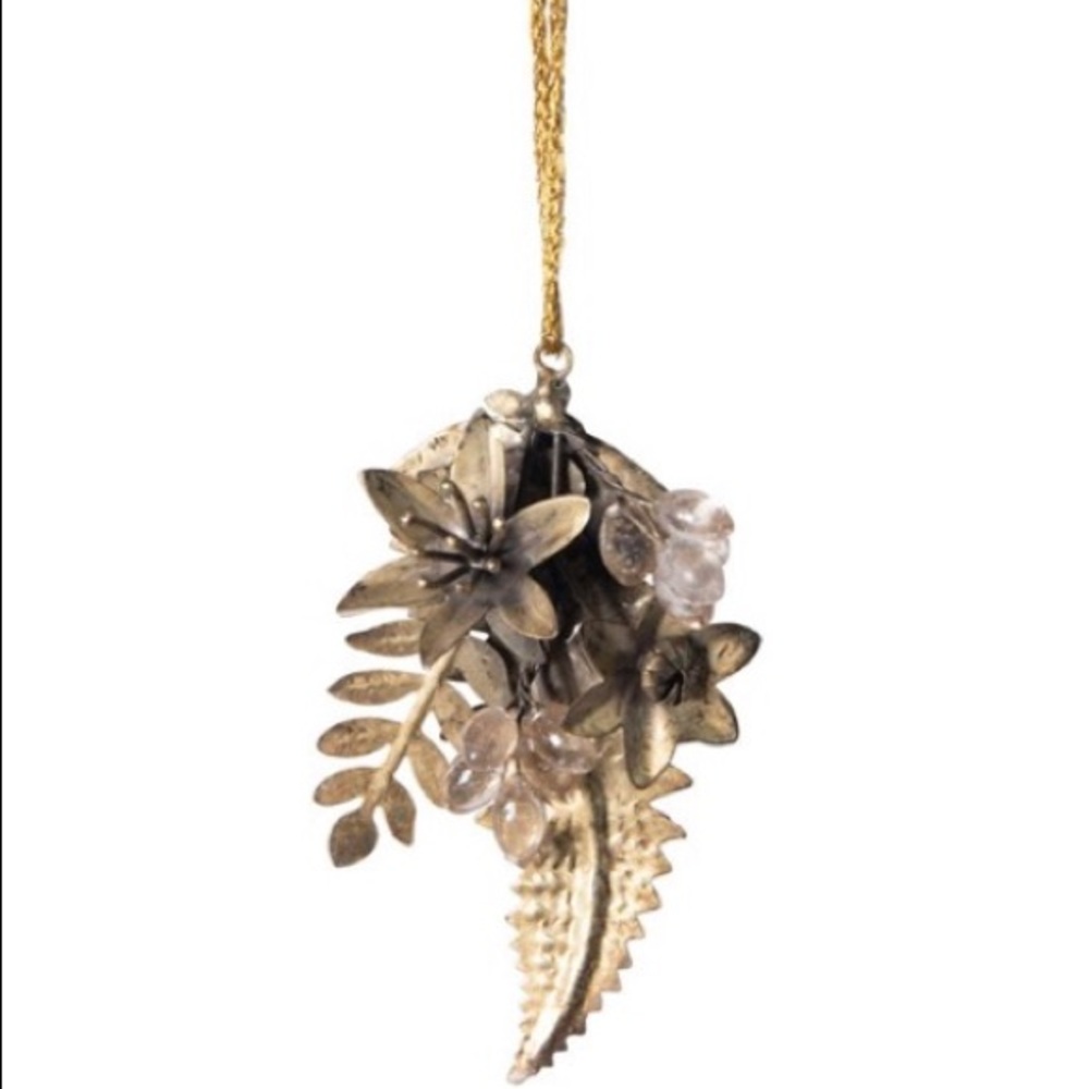 Set of Brass metal floral Christmas or ornaments